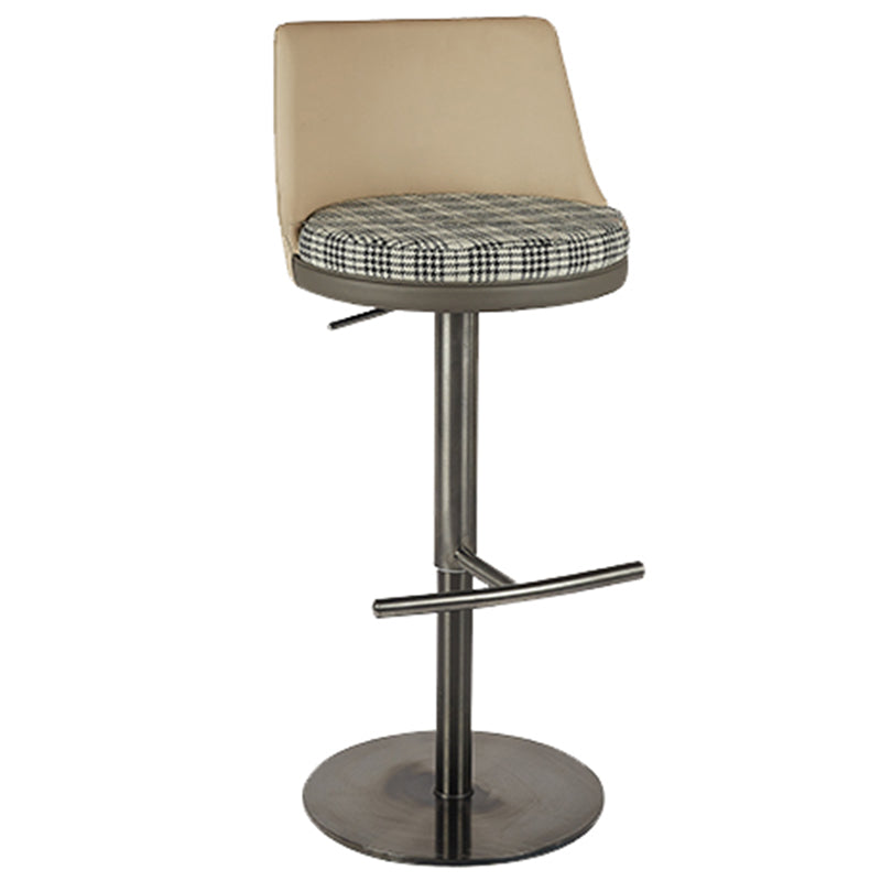 Contemporary Style Barstool Round Upholstered Bar Stool with Metal Base