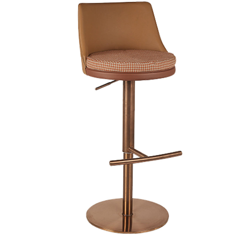 Contemporary Style Barstool Round Upholstered Bar Stool with Metal Base
