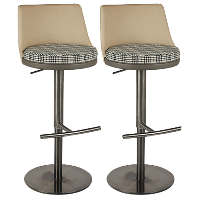 Contemporary Style Barstool Round Upholstered Bar Stool with Metal Base