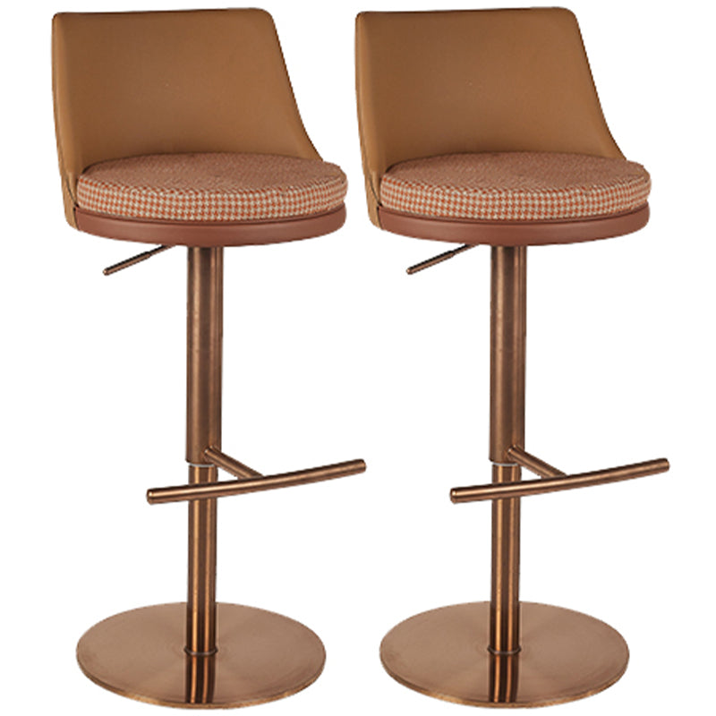 Contemporary Style Barstool Round Upholstered Bar Stool with Metal Base