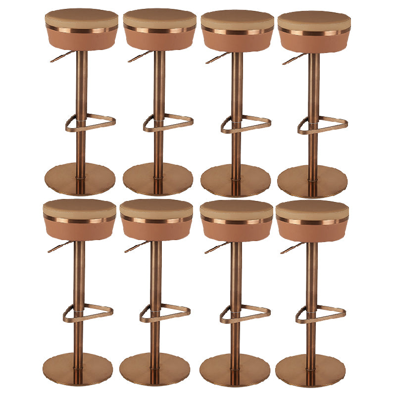 Contemporary Style Barstool Round Upholstered Bar Stool with Metal Base