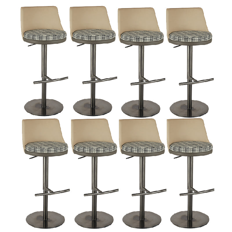 Contemporary Style Barstool Round Upholstered Bar Stool with Metal Base