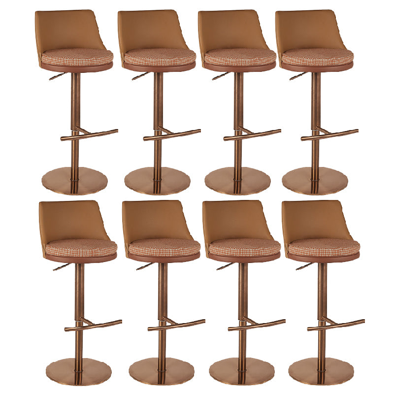 Contemporary Style Barstool Round Upholstered Bar Stool with Metal Base