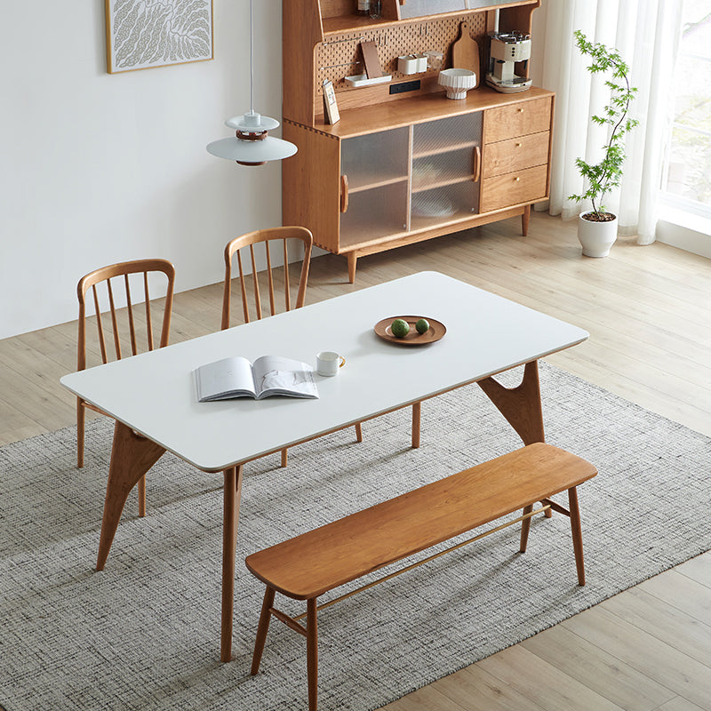 Rectangle Dining Table Solid Wood Frame Dining Table with 4 Legs