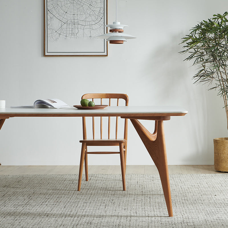 Rectangle Dining Table Solid Wood Frame Dining Table with 4 Legs