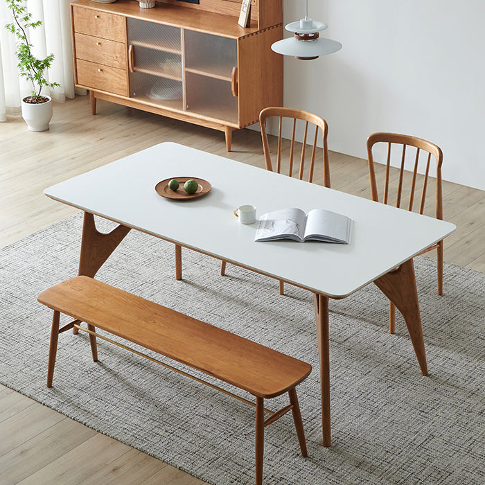 Rectangle Dining Table Solid Wood Frame Dining Table with 4 Legs