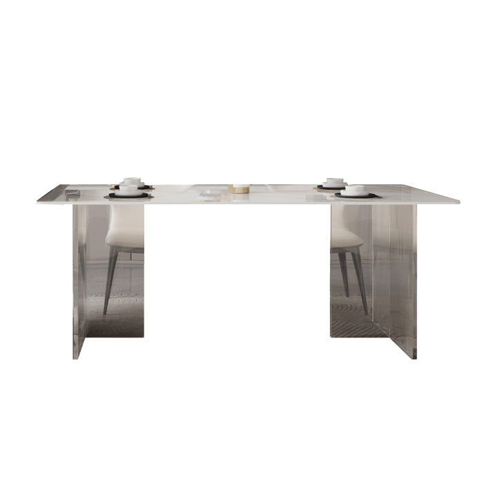 Sintered Stone Dining Table Double Pedestal Table for Kitchen Dining Room