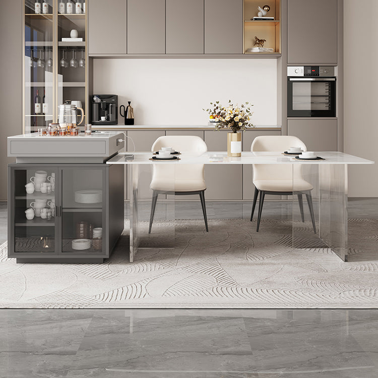 Sintered Stone Dining Table Double Pedestal Table for Kitchen Dining Room