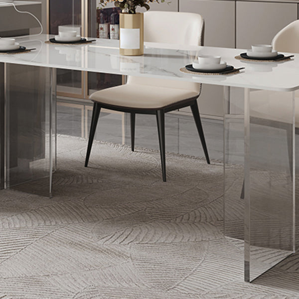 Sintered Stone Dining Table Double Pedestal Table for Kitchen Dining Room