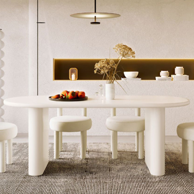 Double Pedestal Dining Table Solid Wood Dining Table in White for Dining Room