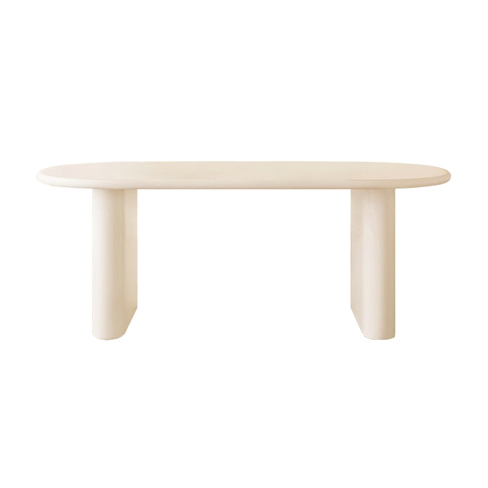 Double Pedestal Dining Table Solid Wood Dining Table in White for Dining Room