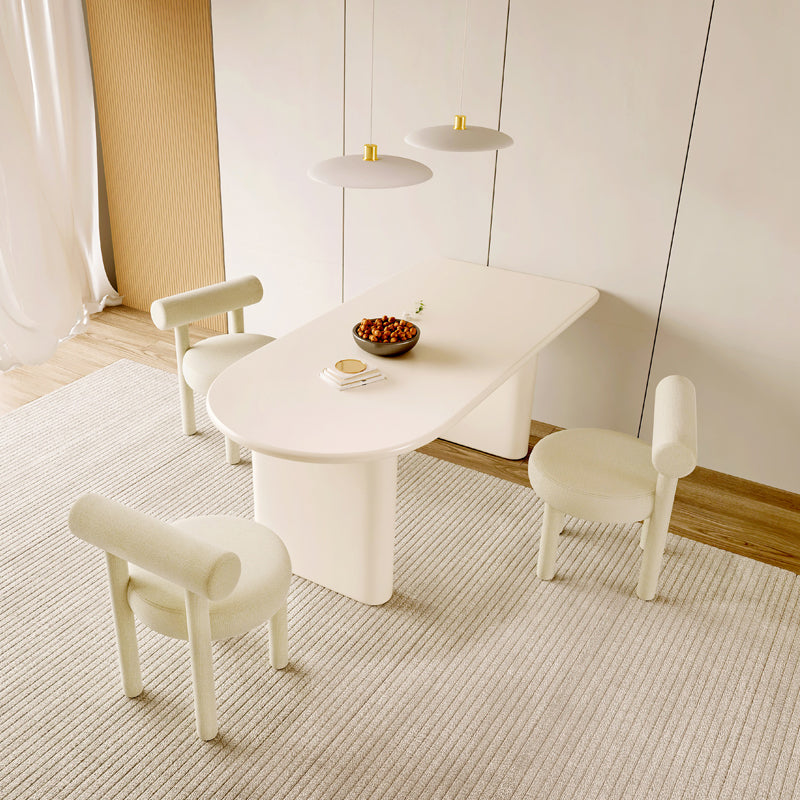 Double Pedestal Dining Table Solid Wood Dining Table in White for Dining Room
