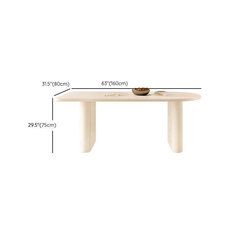 Double Pedestal Dining Table Solid Wood Dining Table in White for Dining Room