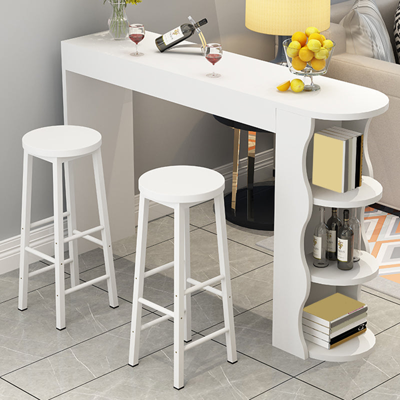 Double Pedestal Bar Table Set 1/3 Pcs Wood Frame Bar Table and Backless Stools