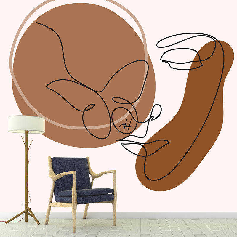 Abstract Style Resistant Mural Wallpaper Illustration Sleeping Room Wall Mural