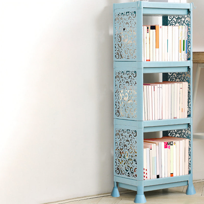 Contemporary Plastic Book Shelf Freestanding Cubby Storage Bookcase