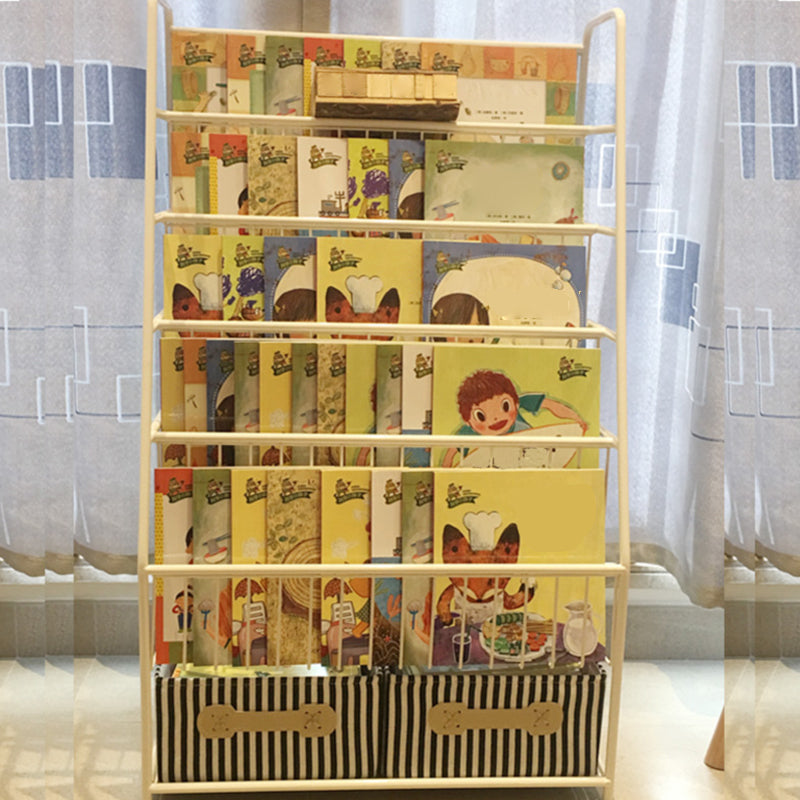 Contemporary Metal Standard Kids Bookcase Closed Back Standard Bookcase