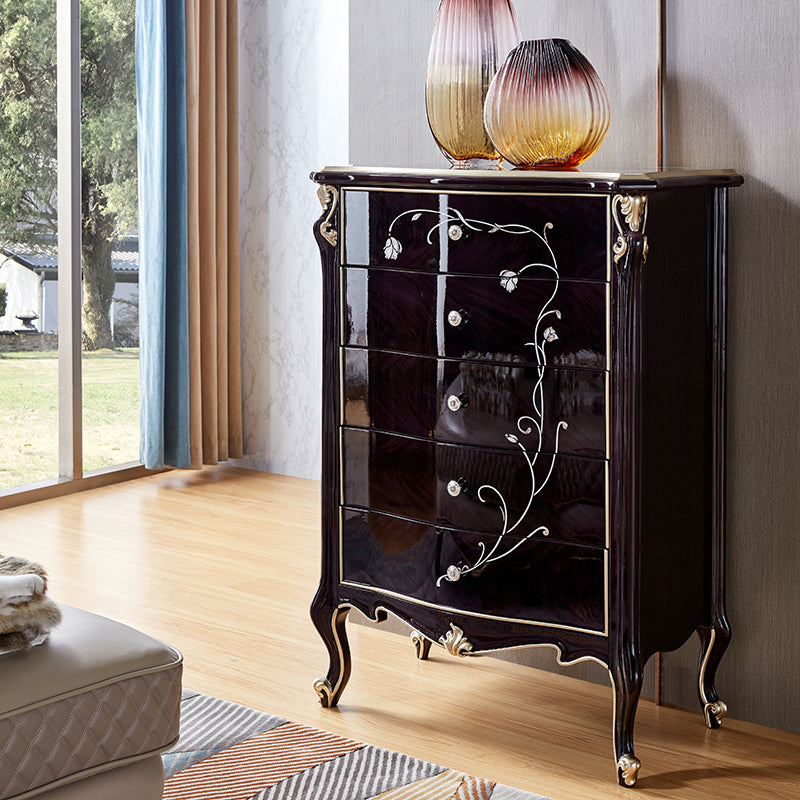 Classic Glam Dresser Wooden Storage Chest Dresser with 5 Drawers