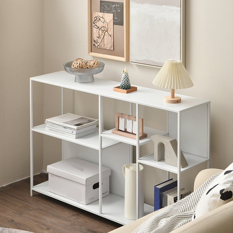 Modern Style Open Back Bookshelf Horizontal Metal Bookcase with Shelves
