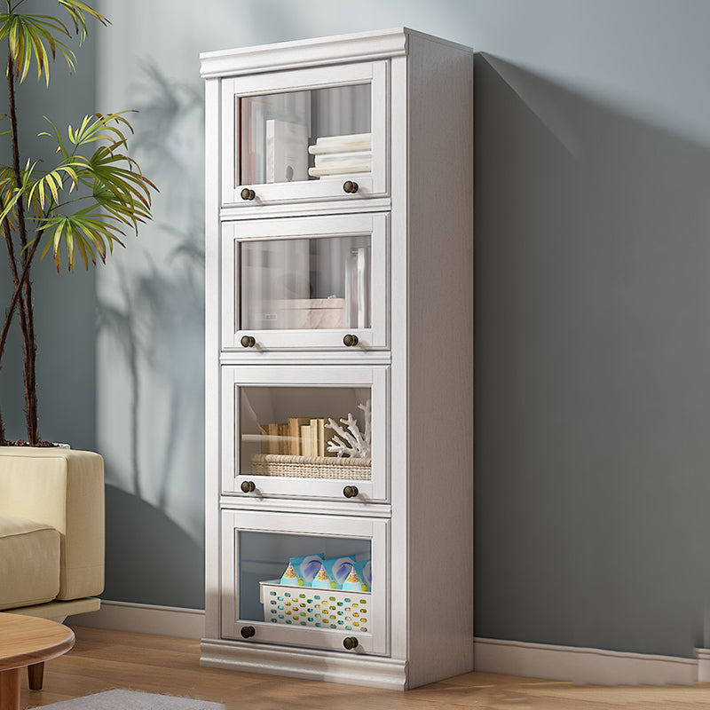 Modern Style Closed Back Bookshelf Standard Solid Wood Bookcase with Cabinets