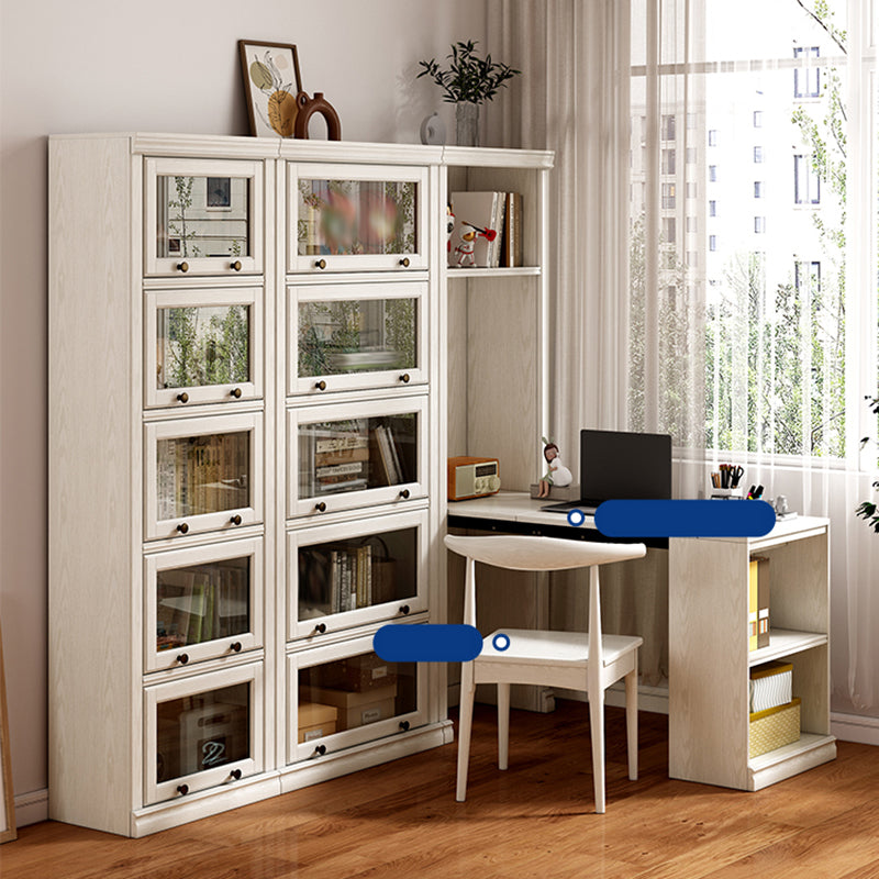 Modern Style Closed Back Bookshelf Standard Solid Wood Bookcase with Cabinets