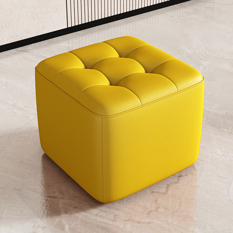 Contemporary Bedroom Square Ottoman Leather Foot Stool without Legs