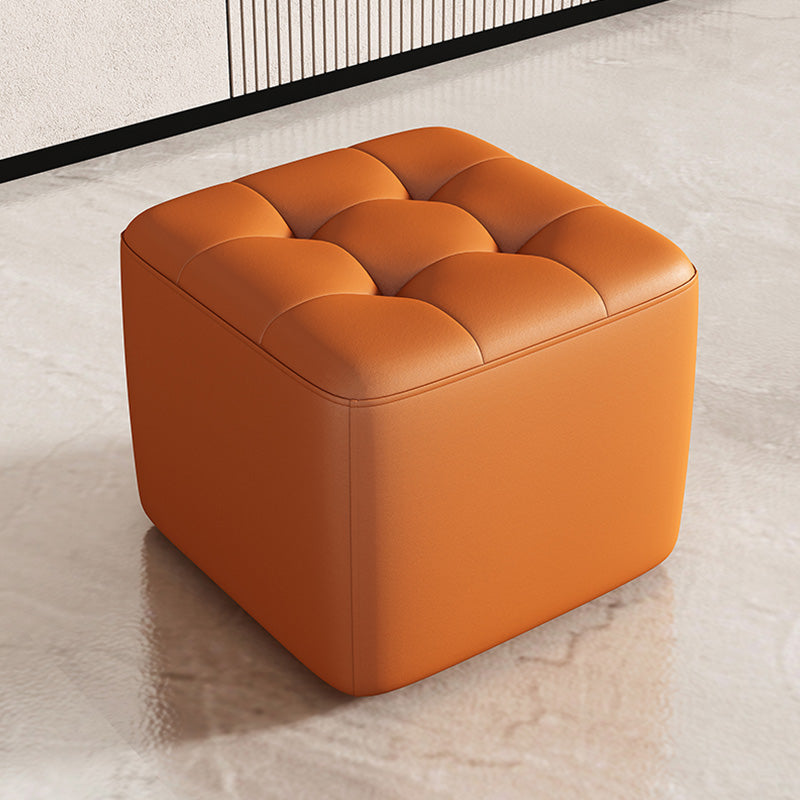 Contemporary Bedroom Square Ottoman Leather Foot Stool without Legs