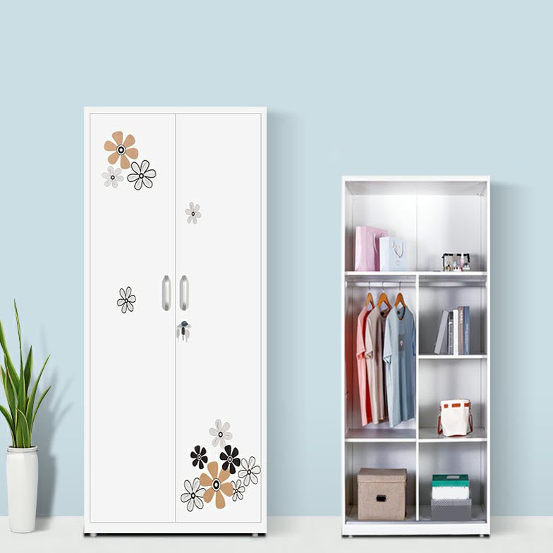 Modern Armoire Steel 2 Doors White Small Wardrobe Armoire with Lock
