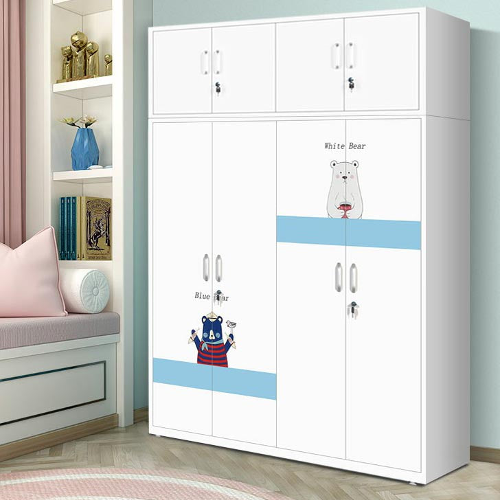 Modern Armoire Steel 2 Doors White Small Wardrobe Armoire with Lock
