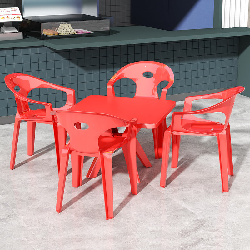 Modern Square Patio Dining Table 1/5 PCS Dining Set with Acrylic Chairs for Outdoors