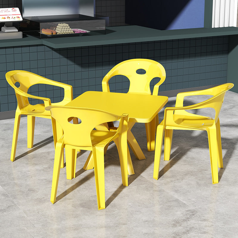 Modern Square Patio Dining Table 1/5 PCS Dining Set with Acrylic Chairs for Outdoors