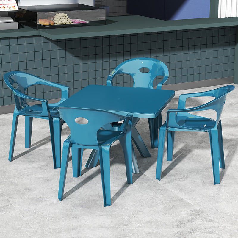 Modern Square Patio Dining Table 1/5 PCS Dining Set with Acrylic Chairs for Outdoors