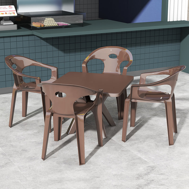 Modern Square Patio Dining Table 1/5 PCS Dining Set with Acrylic Chairs for Outdoors