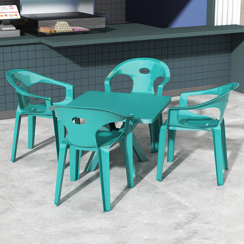 Modern Square Patio Dining Table 1/5 PCS Dining Set with Acrylic Chairs for Outdoors