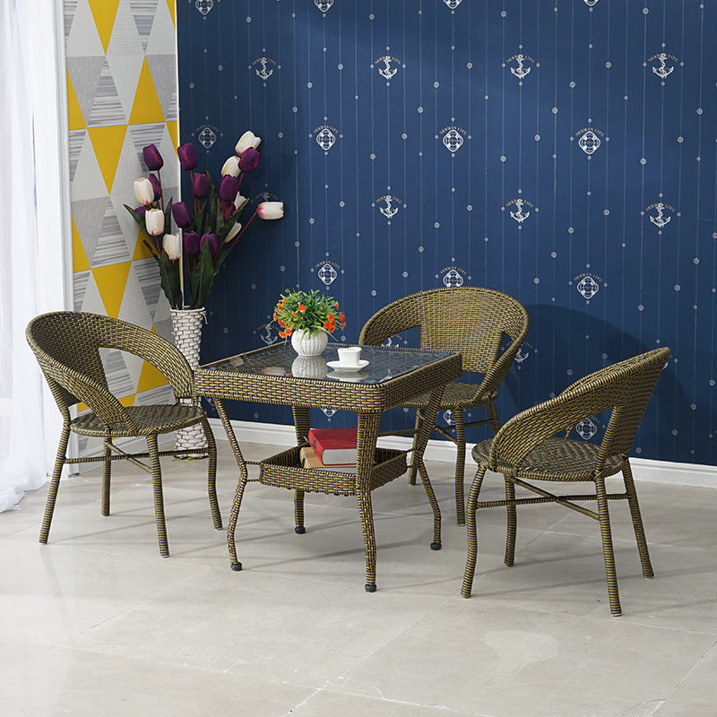 Wicker Modern Dining Table Set 1/3/4/5 Pcs Matte Finish Patio Set