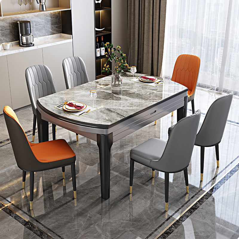 Modern Scalable Stone Dining Table Rubber Wood Legs for Dining Room