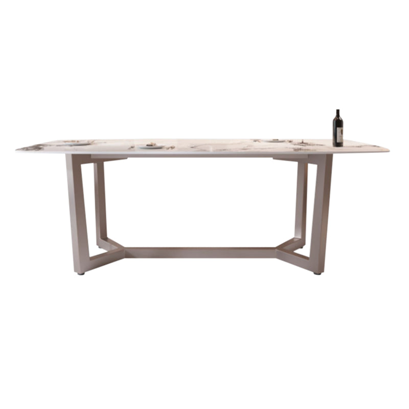 Modern Stone Rectangle Dining Table Metal Base for Dining Room