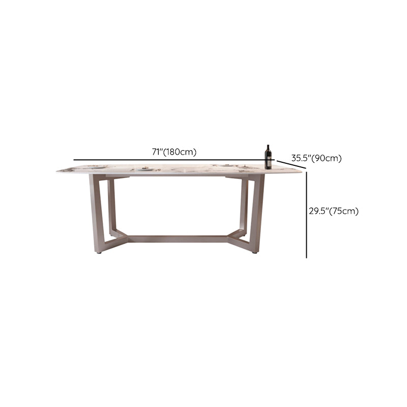 Modern Stone Rectangle Dining Table Metal Base for Dining Room