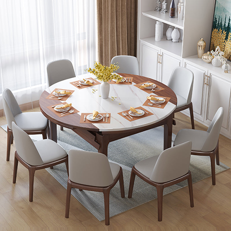 Round 4-foot Table Simplicity Style Faux Marble Dining Site Table with Drop-Leaf