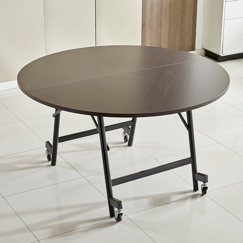 Modern Foldable Round Dining Table Metal Base for Dining Room