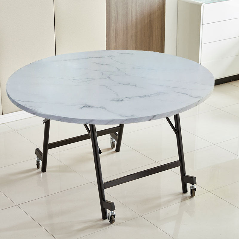 Modern Foldable Round Dining Table Metal Base for Dining Room