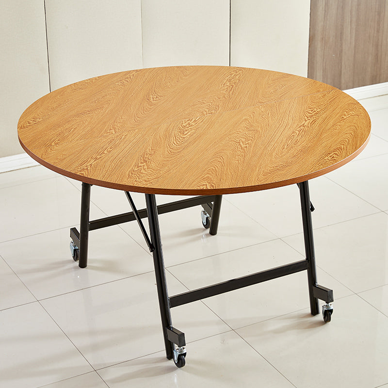 Modern Foldable Round Dining Table Metal Base for Dining Room