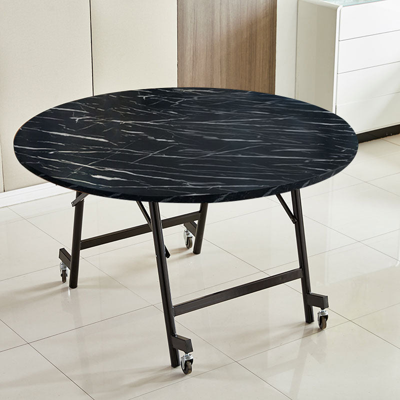 Modern Foldable Round Dining Table Metal Base for Dining Room