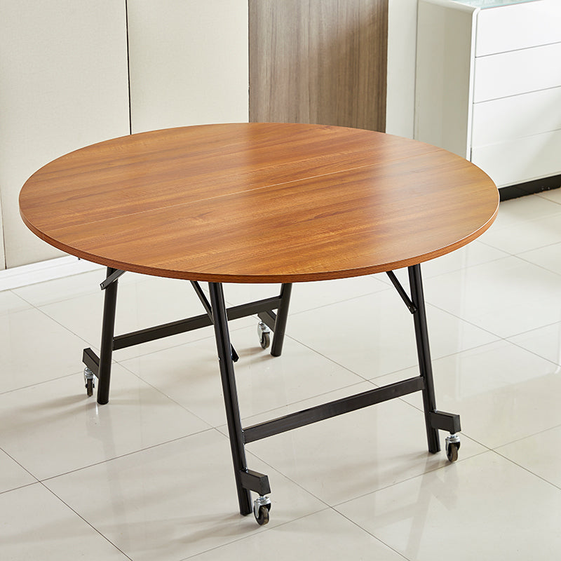 Modern Foldable Round Dining Table Metal Base for Dining Room