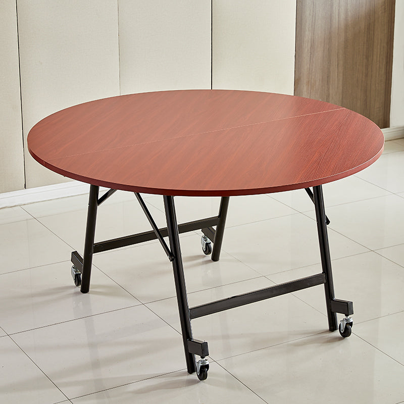 Modern Foldable Round Dining Table Metal Base for Dining Room