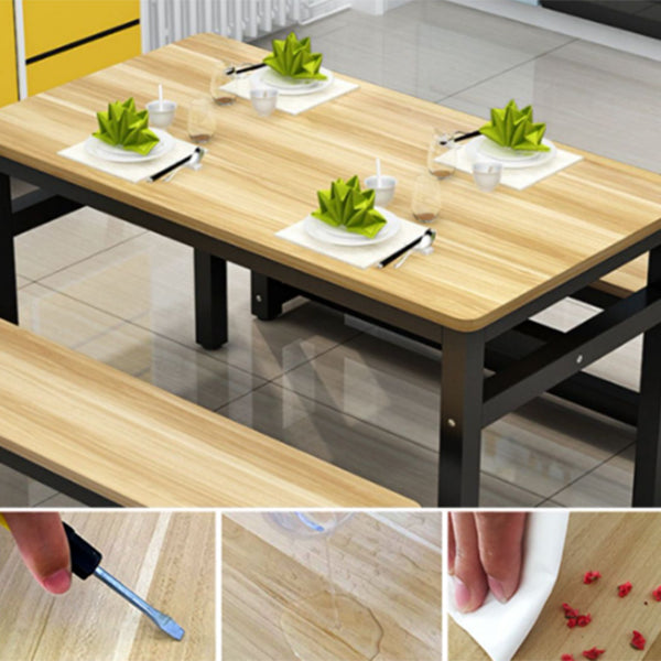 Modern Rectangle Wood Dining Table Metal Legs for Dining Room
