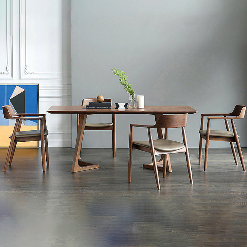 Wood Double Pedestal Dining Table Set 1/4/5 Pieces Dining Set for Kitchen