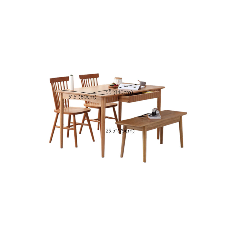 1/4/5 Pieces Dining Room Furniture Set Solid Wood Table and Bench Set