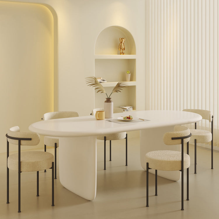 Oval 1/2/5 Piece Dining Table Sets Contemporary White Dining Room Set