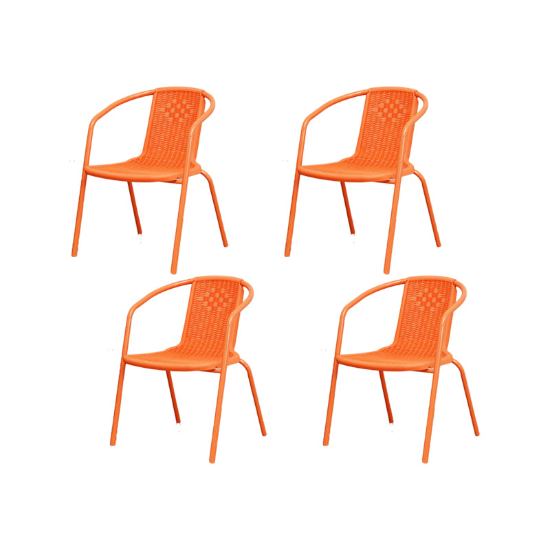 Metal Frame Dining Chair Modern Indoor-Outdoor Stacking Arm Chair